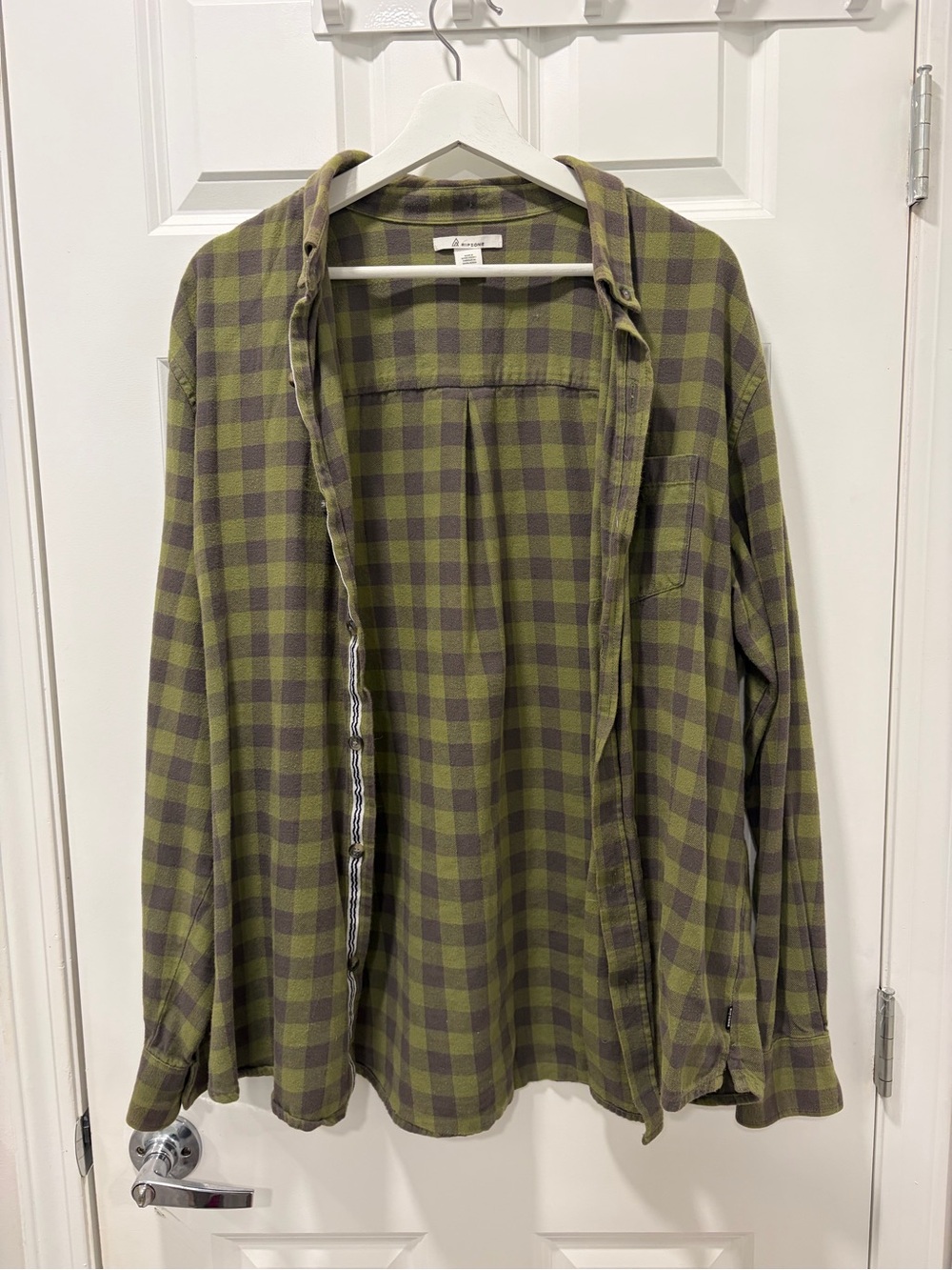 Men's Olive Plaid Button-Down Shirt — Long Sleeve Casual